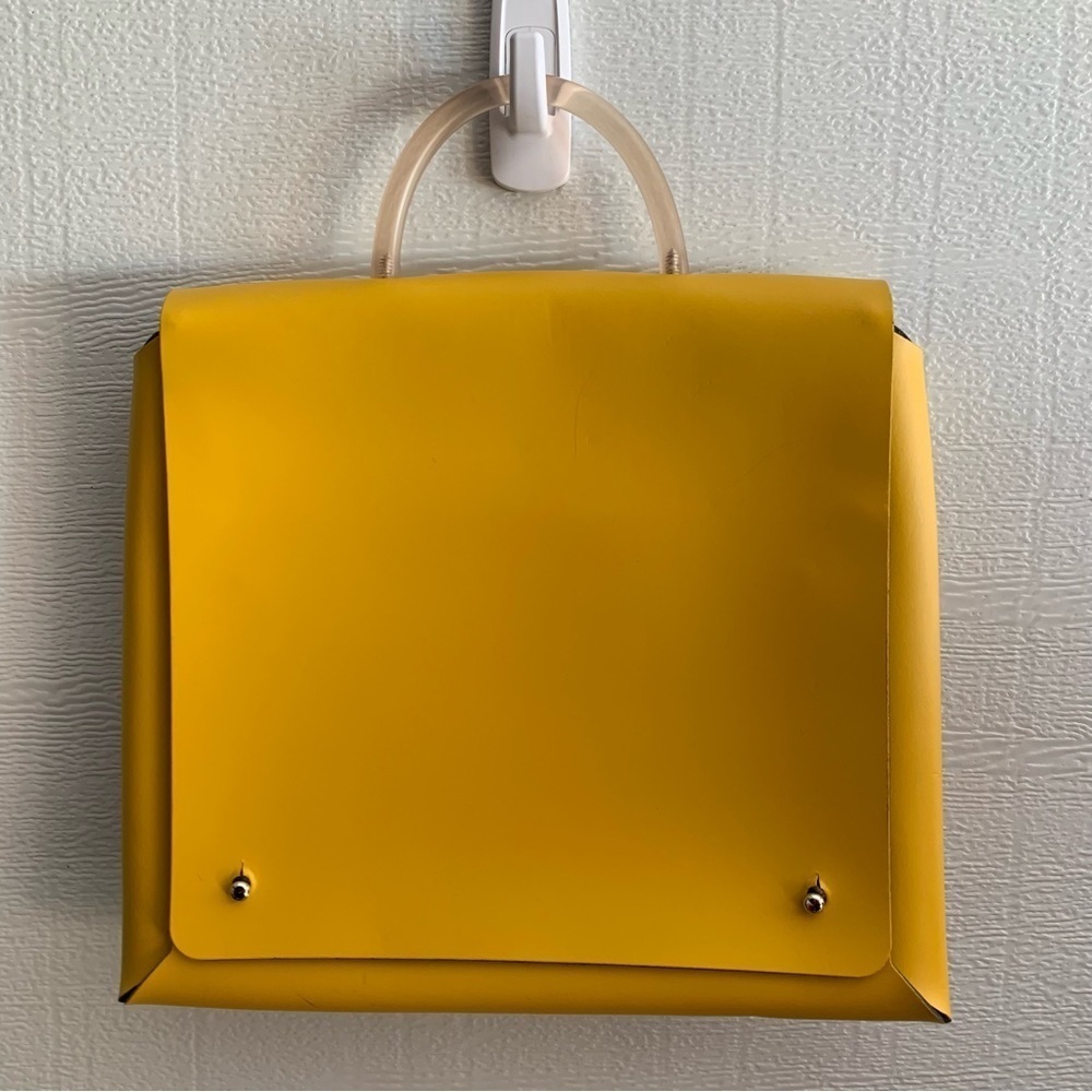 Gioconda 70s Mod Yellow Leather Structured Envelope Purse Bag